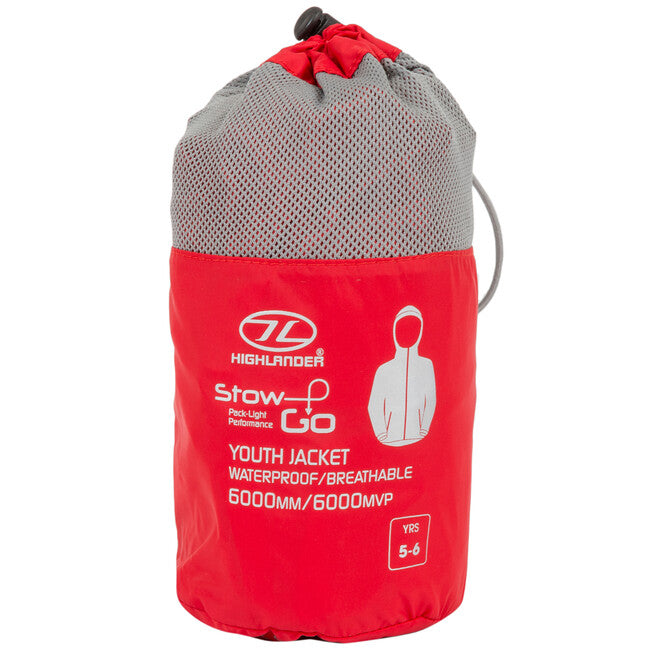 Highlander Stow and Go Kids Pršiplášť pre deti, červený