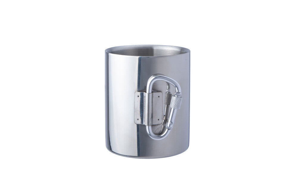 BasicNature Space Safer Thermo Mug, Stainless Steel, 0.33l with Carabiner