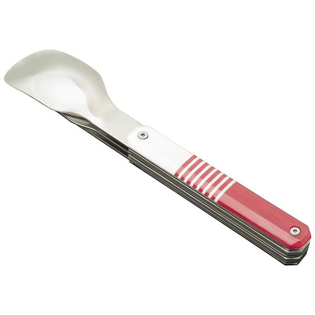 AKINOD Magnetic Travel Cutlery Set, Red Mariniere-Mirror Finish