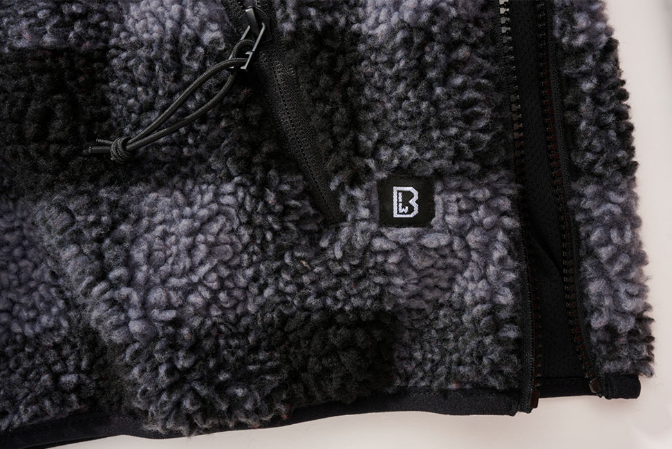 Brandit Teddyfleece Worker Fleece Pullover, Black/Grey