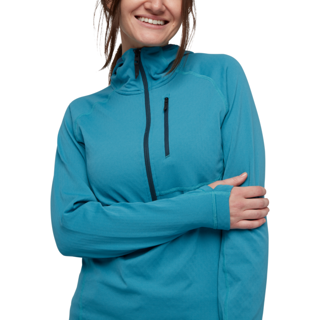Black Diamond Coefficient Women's Fleece Hoodie, Cerulean Blue
