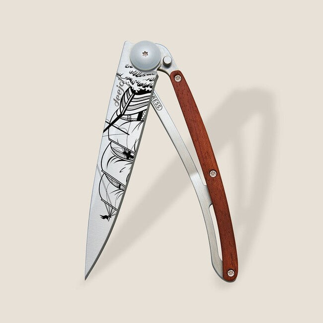 Deejo Tattoo Corsair Folding Knife, Coralwood