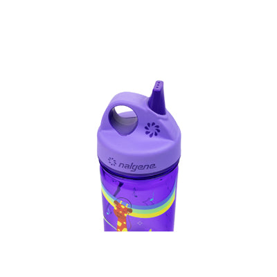 Nalgene Grip-n-Gulp Sustain Water Bottle 0.35L with Lid, Purple Musical Giraffe