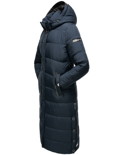 Navahoo Women's Long Winter Jacket with Hood Isalie, Navy Blue