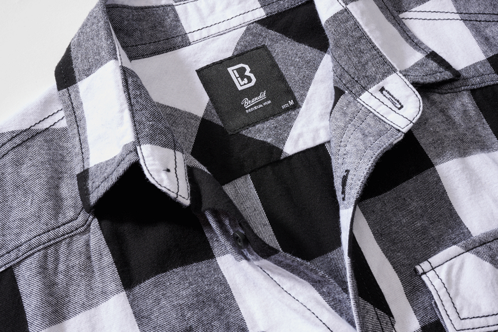 Brandit Check Shirt Short Sleeve, White/Black