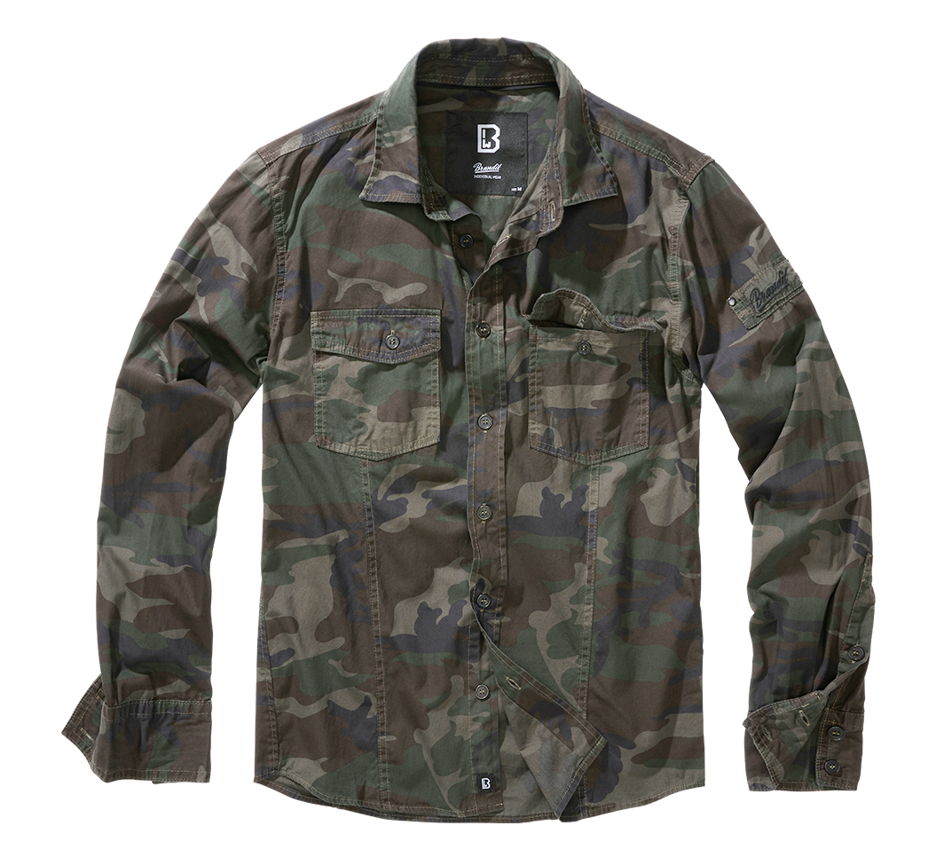 Brandit Slimfit košeľa, Woodland