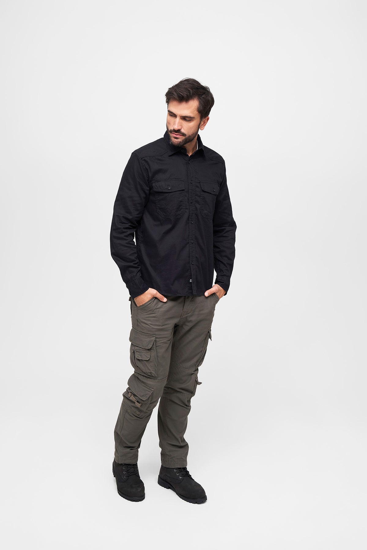 Brandit Flanellshirt košeľa, čierna