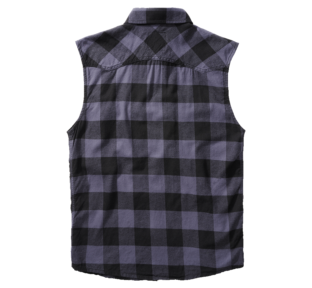 Brandit Check košeľa bez rukávov, čierno sivá