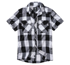 Brandit Check Shirt Short Sleeve, White/Black