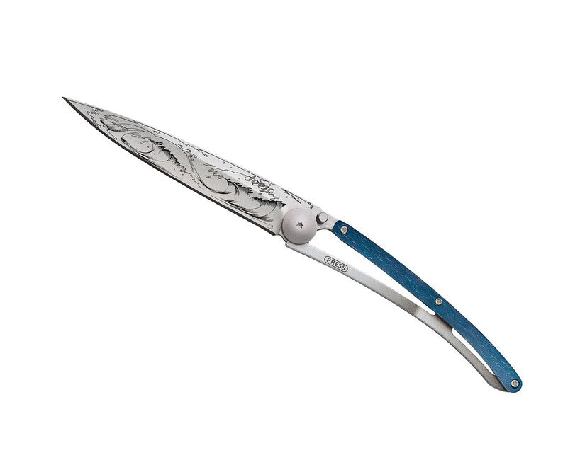 Deejo Tattoo Wave Folding Knife, Beech