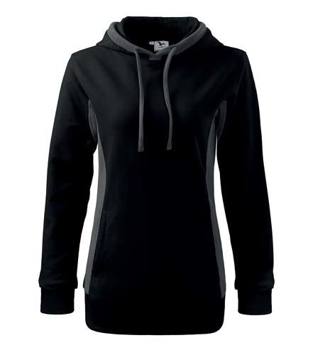 Malfini Women's Kangaroo Hoodie 280g/m2, Black-Grey