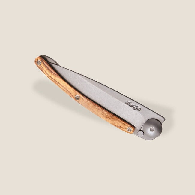 Deejo Folding Knife Wood Natural Olive Wood