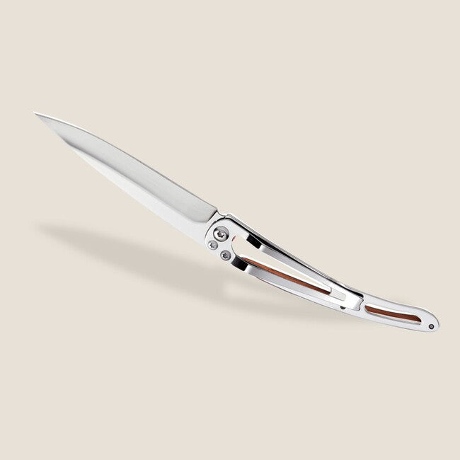 Deejo Tattoo Mirror Folding Knife, Coralwood Pacific