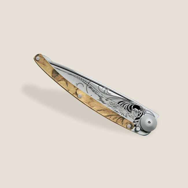 Deejo Tattoo Folding Knife, Camo Pheasant