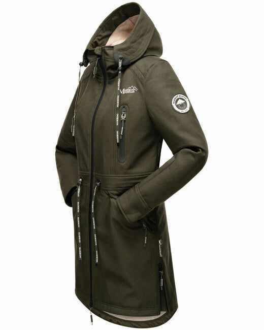 Marikoo Racquelle Women's Softshell Jacket with Hood, Olive