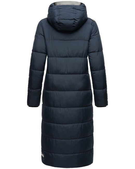 Navahoo Women's Long Winter Jacket with Hood Isalie, Navy Blue