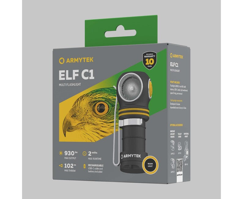 ArmyTek Čelovka Elf C1 USB-C teplá biela LED ručné svietidlo s napájaním z akumulátora 930 lm