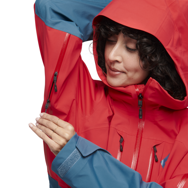 Black Diamond Dámska lyžiarska bunda Recon Lt Stretch Shell, coral red-creek blue
