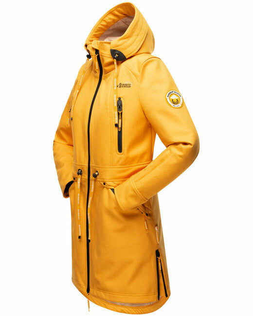 Marikoo Racquelle Women's Softshell Jacket with Hood, Amber Yellow