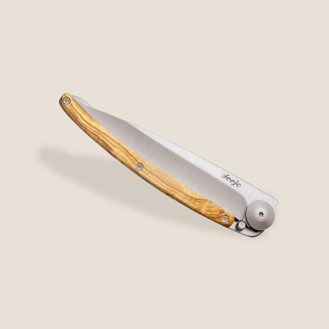 Deejo Folding Knife Wood Natural Olive Wood