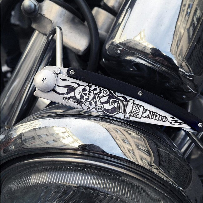 Deejo zatvárací nôž Tattoo Biker ebony wood