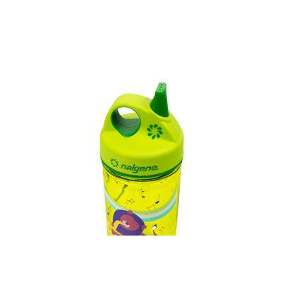 Nalgene Grip-n-Gulp Sustain Kids Water Bottle 0.35L with Cap, Green Musical Lion