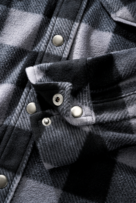 Brandit Jeff Fleece Shirt Long Sleeves, Black/Grey