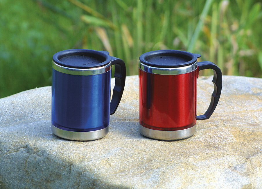 BasicNature Stainless Steel Thermal Mug, Blue, 0.42 L