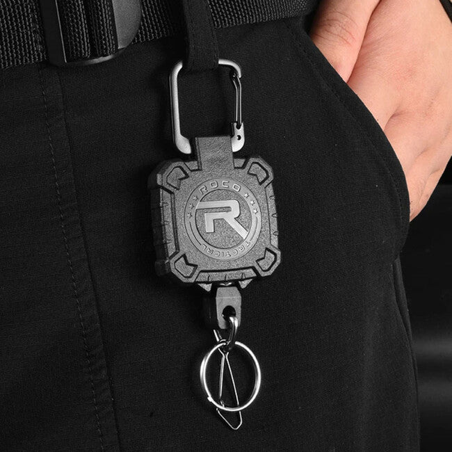 Leguon Karabin Keychain with Steel Cord Keyhex Carabiner, Olive
