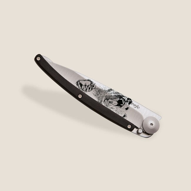 Deejo Tattoo Grizzly Folding Knife, Ebony Wood