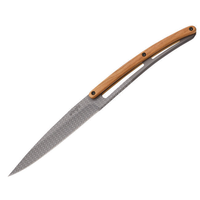 Deejo 6 Knife Set, Matte Grey Blade, Olive Wood, Geometry Design