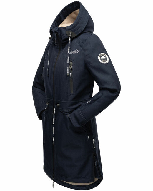 Marikoo Women's Softshell Jacket with Hood Racquelle, Navy Blue