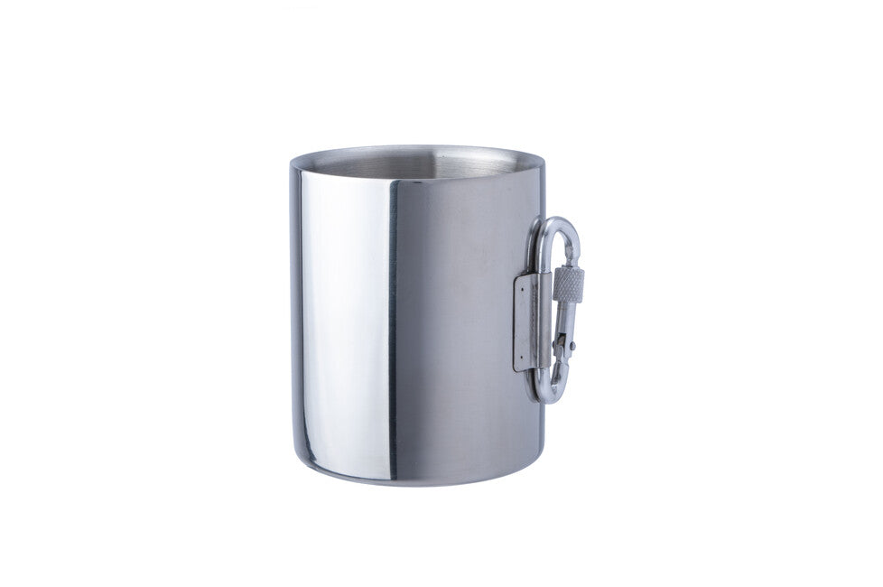 BasicNature Space Safer Thermo Mug, Stainless Steel, 0.33l with Carabiner