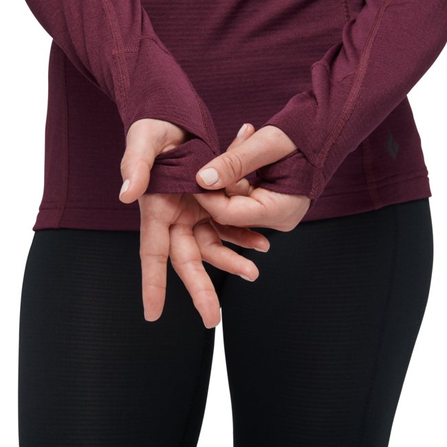 Black Diamond Women's Coefficient Lt Long Sleeve Zip Shirt, Blackberry