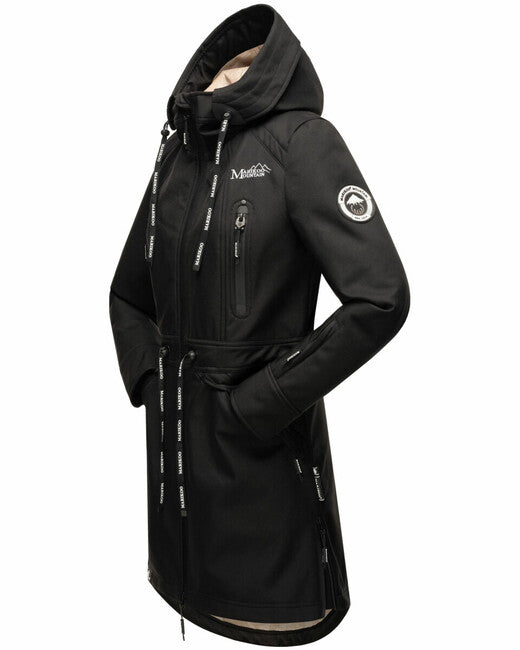 Marikoo Racquelle Women's Softshell Jacket with Hood, Black