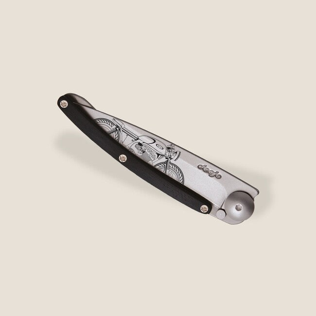 Deejo Tattoo Cafe Racer Folding Knife, Wood