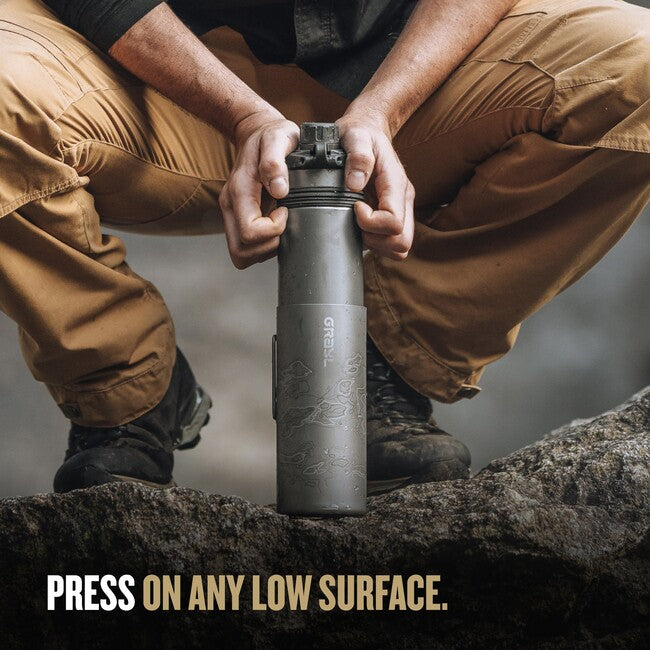 GRAYL Titanium GeoPress™ Purifier Filtration Bottle with Cook Lid, Covert Black