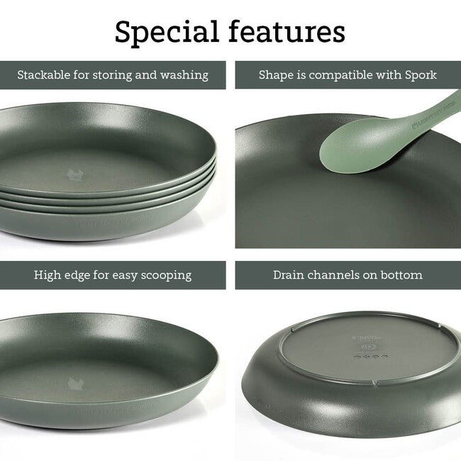 LIGHT MY FIRE RamenPlate BIO Plastic Plates Set 4pcs, Green