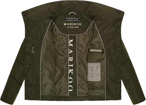 Marikoo Jalliaa Women's Short Winter Jacket with High Collar, Dark Olive