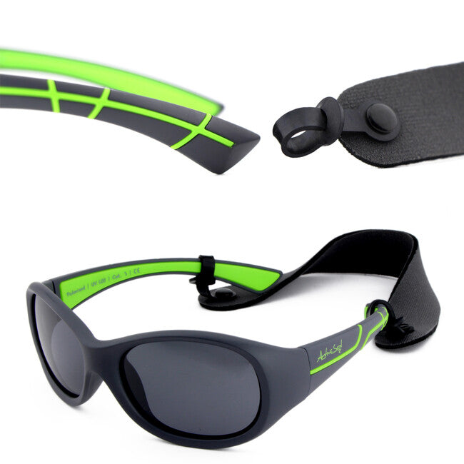 ActiveSol Kids @school sports Children's Polarized Sunglasses, Grey/Green