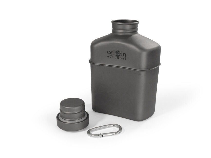 Origin Outdoors Canteen Origin Outdoors Titánová čutora s karabínou a taškou na prenášanie 1 l