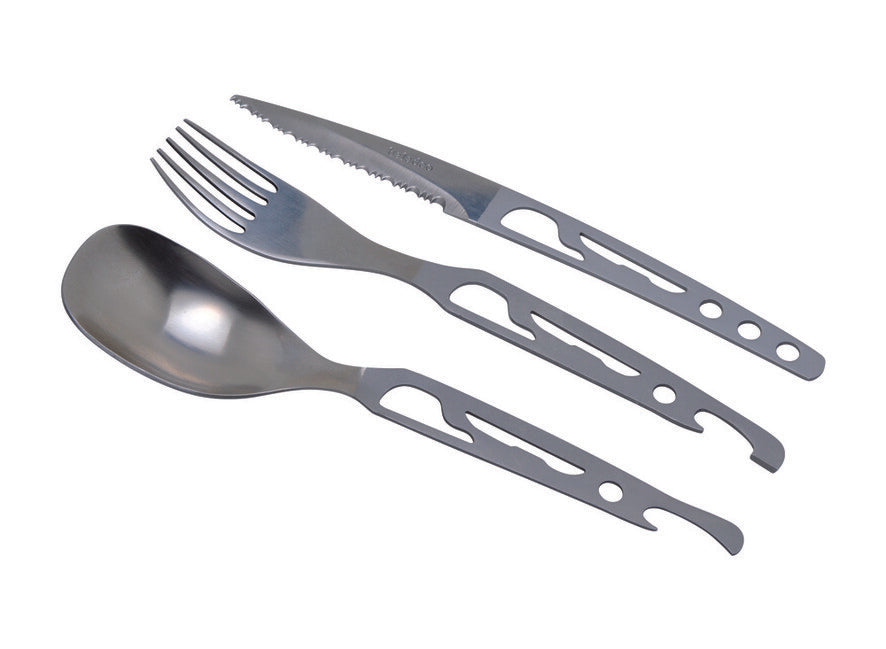 Baladeo ECO112 Basecamp Travel Cutlery Set Stainless Steel, Black Neoprene Case