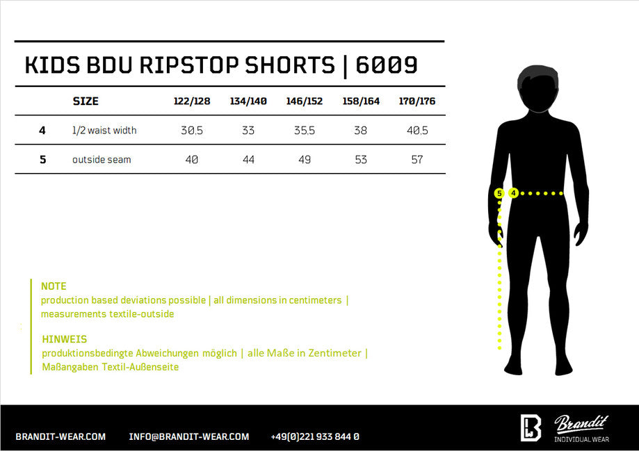 Brandit Kids BDU Ripstop Shorts, Woodland