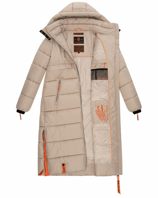 Navahoo Women's Long Winter Parka Kristallblume, Taupe