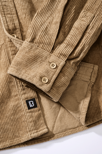 Brandit Corduroy Classic Long Sleeve Shirt, Camel