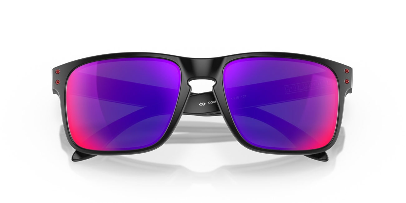 Oakley Holbrook Sunglasses, Matte Black Frame, Positive Red Iridium Lenses, 57
