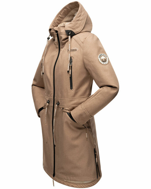 Marikoo Women's Softshell Jacket with Hood Racquelle, Taupe Grey