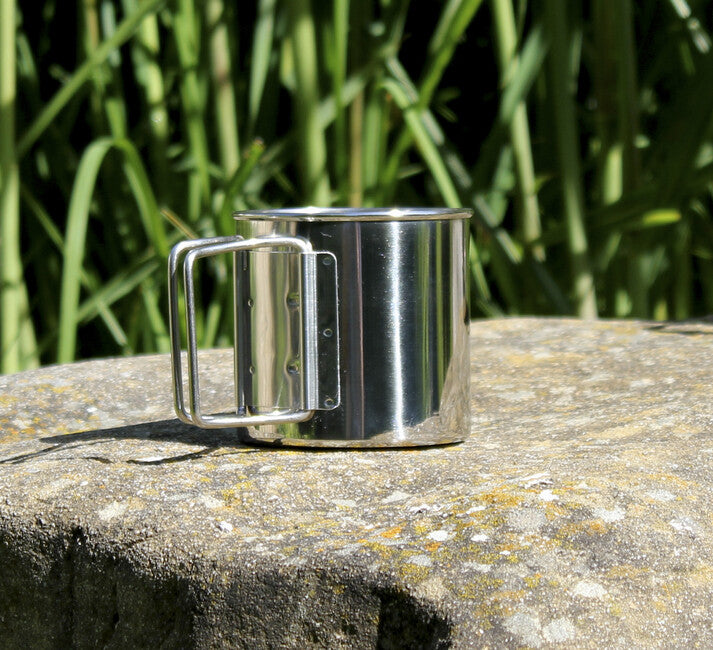 BasicNature Space Safer Mini Stainless Steel Mug 0.35L Folding Handle