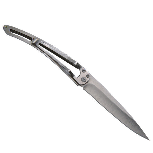 Deejo Serration Folding Knife, Carbon Fiber Polynesian