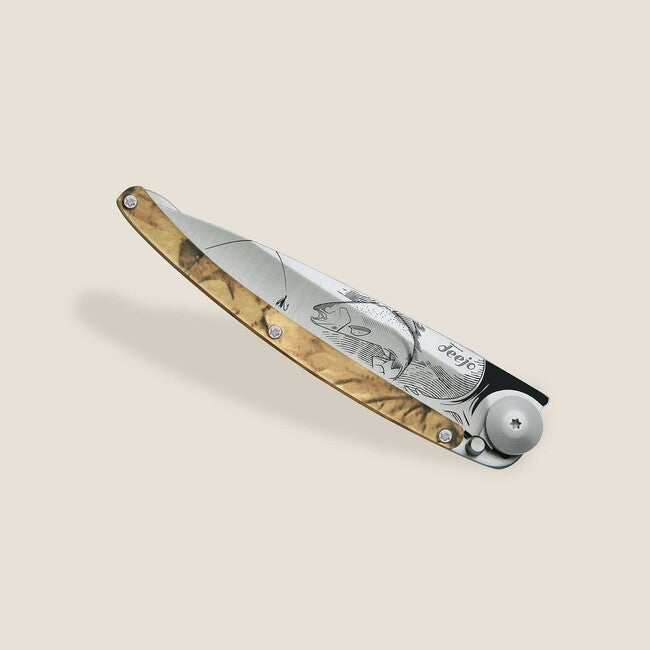 Deejo Tattoo Camo Trout Folding Knife